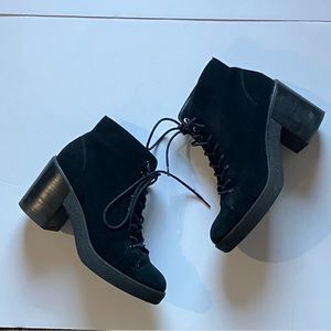 Topshop (Faux) Suede Black Lace Up Ankle Boots size 38